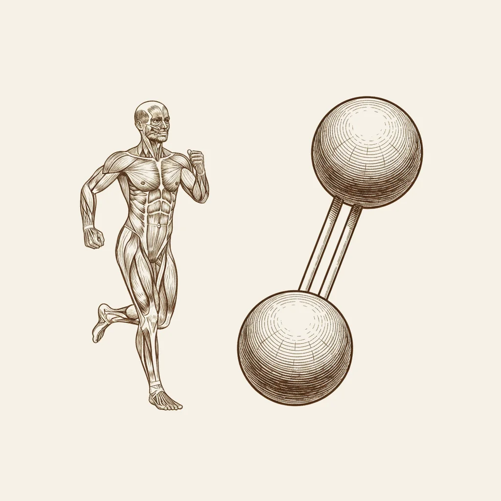 Plate III — Athlete in running stride with musculoskeletal detail and molecular oxygen diagram